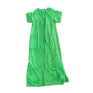 Vintage Chantel Green Short Sleeve Belt Luxurious Bath Robes
